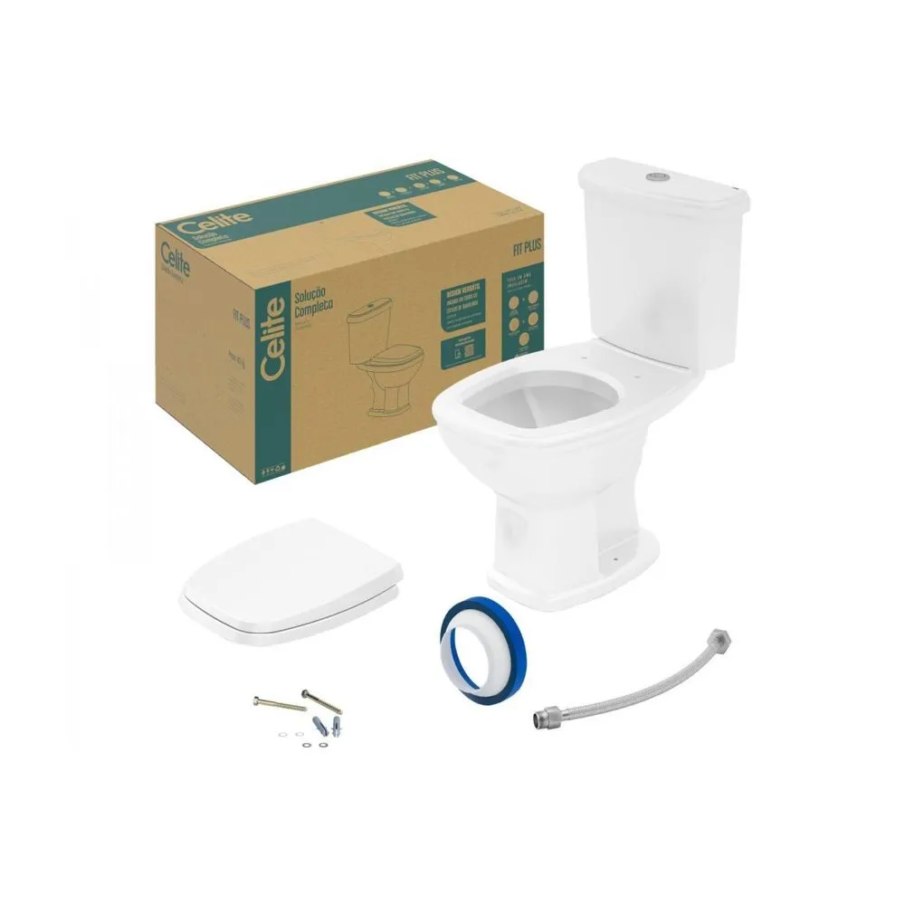 KIT VASO SANITARIO COM CAIXA ACOPLADA FIT PLUS CELITE BRANCO